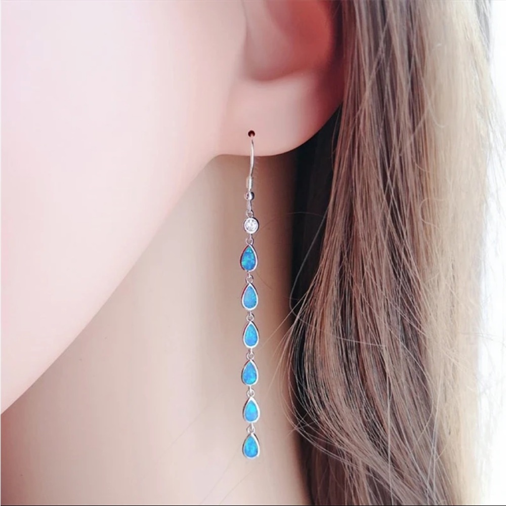 Sterling Silver Drop Blue Earrings